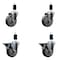 Service Caster 4'' Thermoplastic Rubber Wheel Swivel 1-3/8'' Expanding Stem Caster Set 2 Brakes, 4PK SCC-EX20S414-TPRB-2-PLB-2-138 - alternate 1